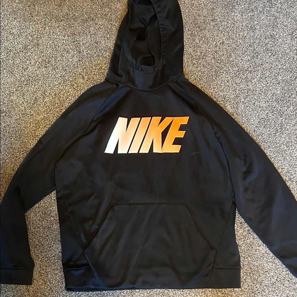 Nike Black Hoodie with Gradient Orange Logo